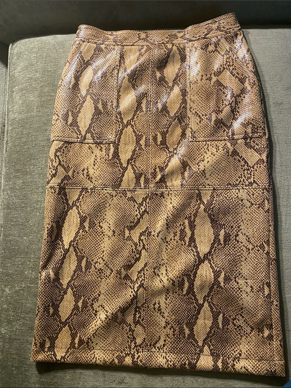 Current Air Faux Snakeskin Pencil Skirt - Brown size 8